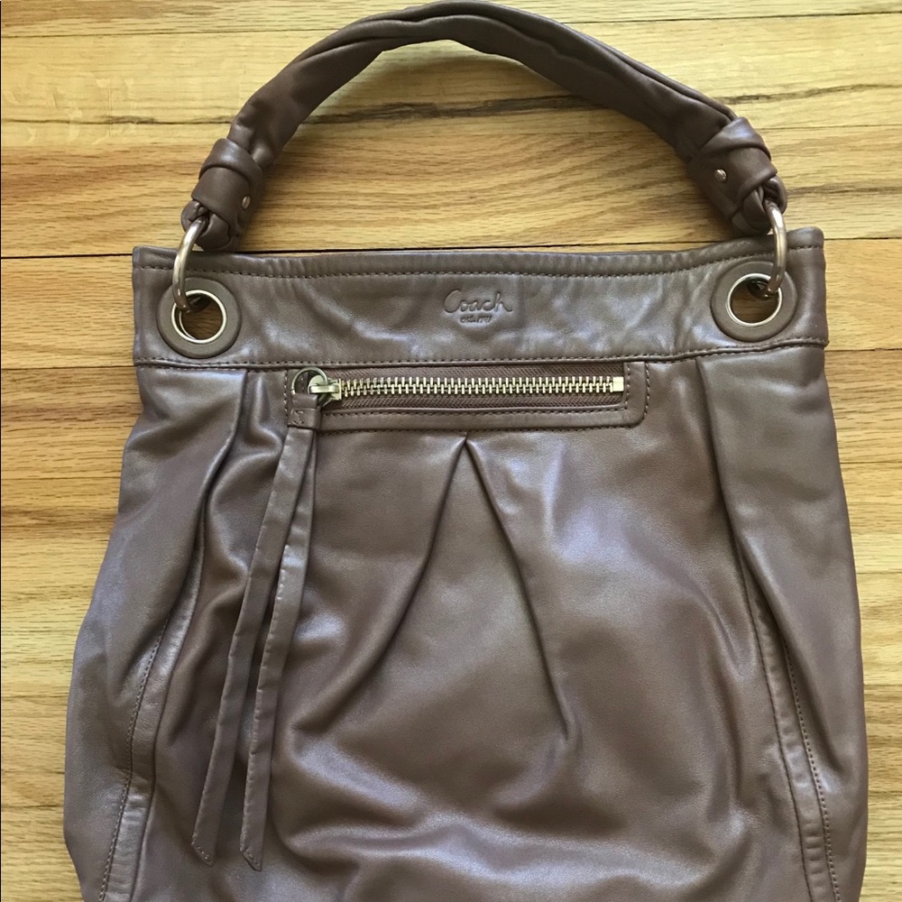 Coach leather hobo w/ detachable cross-body strap